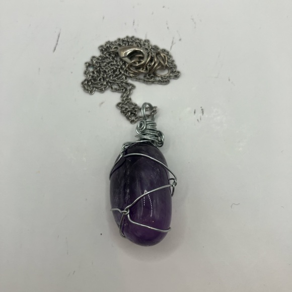 Wire Wrapped Amethyst Necklace - Picture 3 of 3